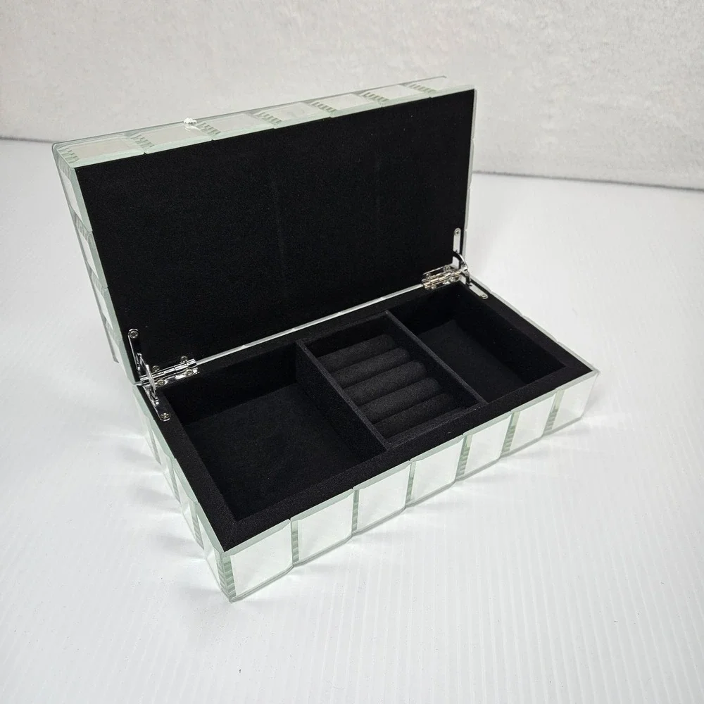 Mirrored Rose Jewelry Box Red Eternal Roses Glass Ring Organizer Gift